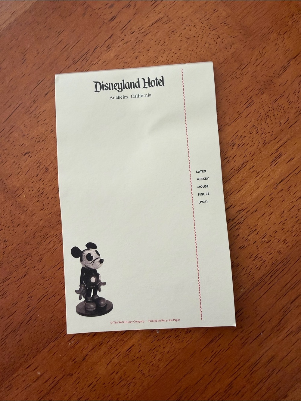 Disneyland Hotel Vintage Mickey Notepad - Cream